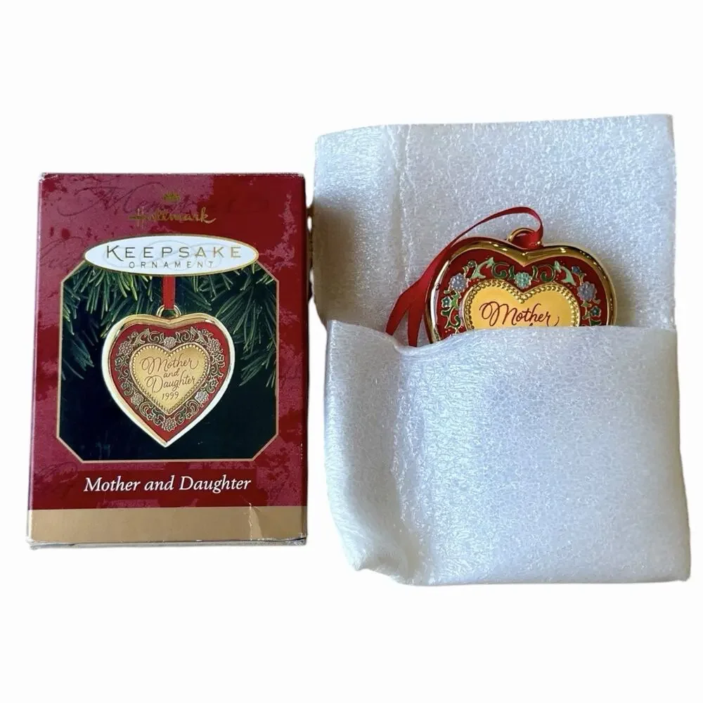 Vintage Hallmark Keepsake Mother and Daughter Heart Christmas Ornament 1999